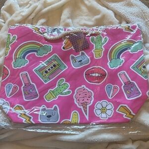 Kids Pink Tote Bag with Fun Sticker Print